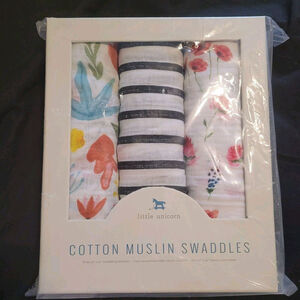 Little Unicorn 3-Pack Cotton Muslin Swaddling Blanket New in Box